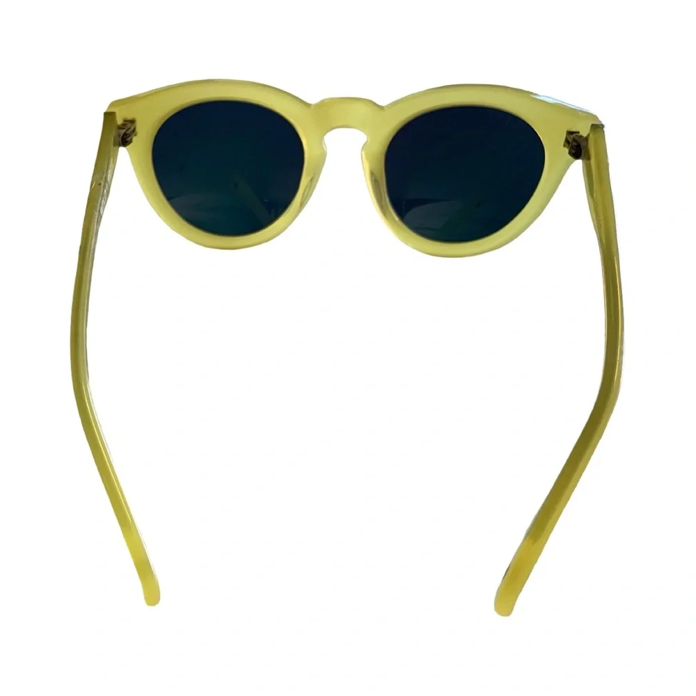 DIFF Eyewear Round Sunglasses Yellow Frame Mirrored Lens Retro Style